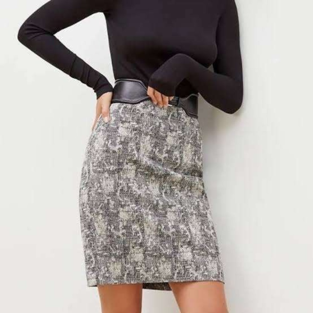 MM LaFleur Noho Pencil Skirt Women's +3 3X Black White Crackle Professional - Picture 9 of 9